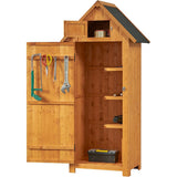 Garvee Outdoor Wooden Storage Shed, Garden Wood Tool Cabinet, Solid Sheds & Outdoor Storage Clearance, Waterproof Sheds with Shelf and Locking Latch for Backyard, Hallway, Patio - Natural - Yellow