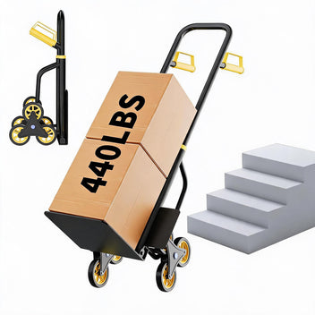 Garvee Stair Climbing Dolly, 440 lb Heavy-Duty Folding Hand Truck with 3-Wheel Design, Steel Frame & Retractable Handle