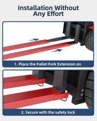 5500 LBS Red Steel Pallet Fork Extensions with Tire Chain - GARVEE
