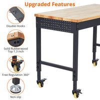 2000 Lbs Workbench for Garage, 72" with Outlets & Wheels
