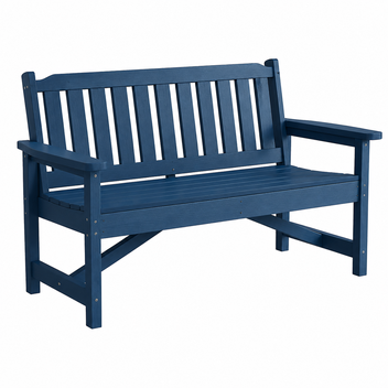 Garvee 52" HDPE Outdoor Patio Bench, Heavy Duty 2-Person Garden Bench with Backrest, 600 lb Capacity Weatherproof Poly Lumber Seating, Navy Blue