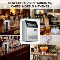 GARVEE Ultra-Quiet 120Lbs Ice Maker with Dual Water Inlet, 33Lbs Storage, perfect for Restaurants,Cafes, Hotels & Events