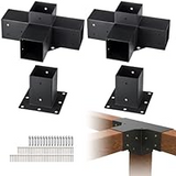 Garvee Pergola Kit, Heavy-Duty Carbon Steel Gazebo Kit with 2 4-Way Brackets and 4 Post Bases for 4"x 4" Lumber, Perfect for Outdoor Patio Gazebos, Log Cabins, Pergola Hardware, Black - Black