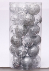 Garvee 30 Pcs Christmas Ball Ornaments, 2.36 Inch/6 Cm Christmas Balls, Christmas Plastic Decorative Baubles, Shatterproof Christmas Tree Ball for Holiday Wedding Party Decoration, Silver - Silver