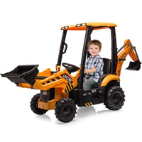 Garvee Ride - P Series: 4-in-1 Ride-On Tractor for Kids: Excavator, Bulldozer, Removable Tent, 12V Battery, Remote Control, Front Loader, Horn, EVA Tires - Yellow