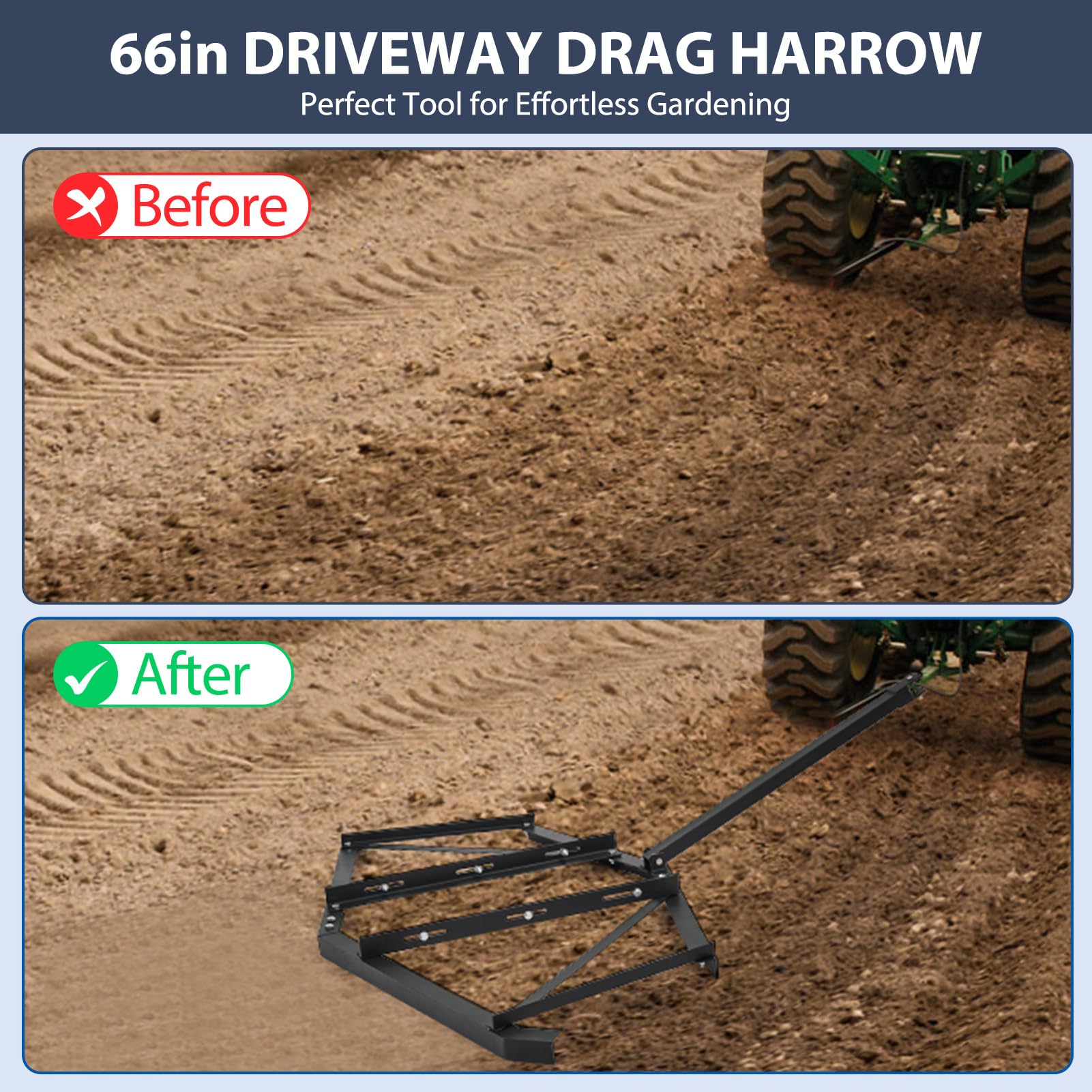 74 Inch Driveway Drag Grader with 3 Bolts for ATVs & UTVs