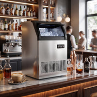 GARVEE 100Lbs/24H Commercial Ice Maker Machine, Stainless Steel Undercounter Ice Machine with Dual Tap & Bottle Water Inlet, 33Lbs Storage Bin for Home Bar, Cafe, Restaurant & Office