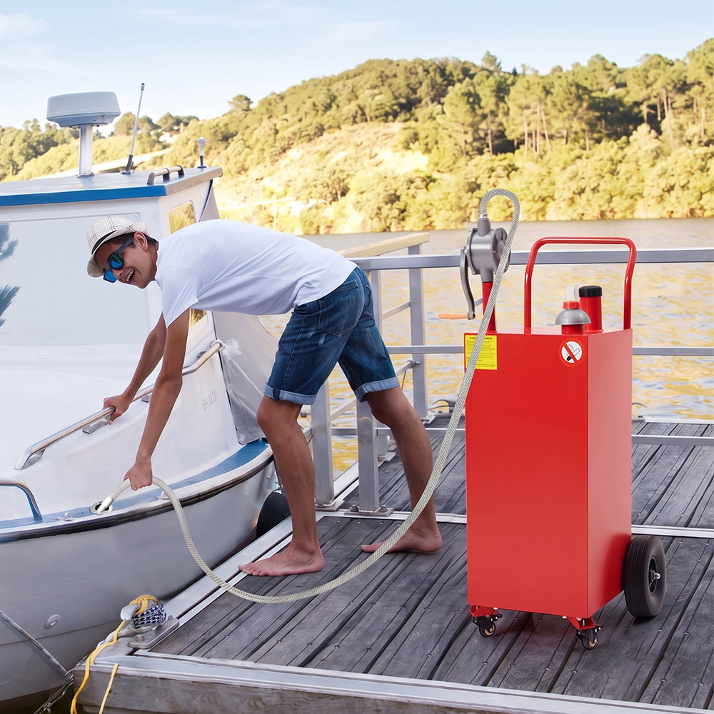 Garvee 40 Gal Red Portable Gas Caddy with Pump for Fuel Storage,Red