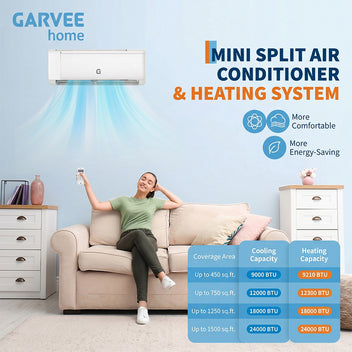 Garvee SEER 21 18000 BTU 230V Mini Split Air Conditioner | Energy-Efficient Inverter AC System with WiFi, Remote Control & Easy Installation Kit for Rooms Up to 1250 Sq.Ft