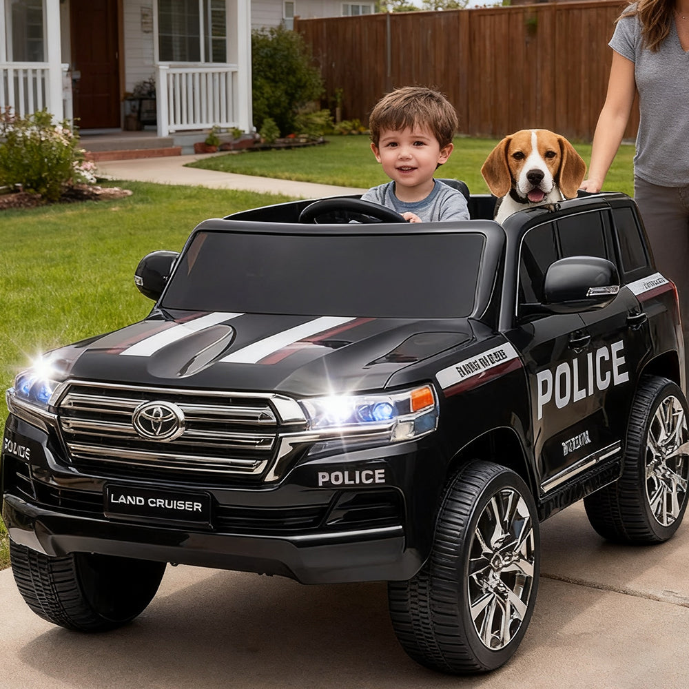 Garvee Ride - P Series: 12V Toyota Land Cruiser Kids' Car: Remote, LED, 3 Speeds, Dual 45W Motors, USB Music, Seat Belt, CPC & ASTM Approved - Black