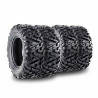 Garvee Set of 4 ATV UTV All-Terrain Tires 25x8-12 Front & 25x10-12 Rear, Tubeless, 6 PR, Black