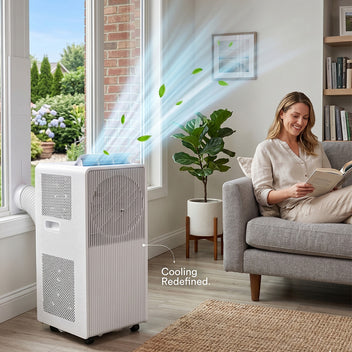 Garvee 10,000 BTU Drainage-free Portable Air Conditioner for Indoor Rooms, 3-In-1 AC Unit for Bedroom 160-215 Sq.Ft, Dehumidifier, Fan, Sleep Mode, 24 Timer, Remote Control, Window Kits, White