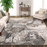 Garvee Abstract Brown 5x7 Washable Modern Abstract Area Rug Large Non Slip Living Room Rug Low Pile Soft Floor Carpet for Bedroom Home Office - Brown