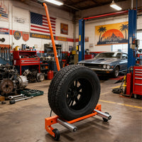 Garvee Tire Wheel Dolly, 330 LBS Adjustable Rolling Truck Tire Cart with 9.6in Rollers, 360° Rotation, Fits 6.5-24.5in Wide Tires for Workshop Garage, Orange