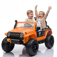 Garvee Ride - P Series: 24V 2 Seater Ride On Truck Car For Kid age 3 - 8 years, w/Remote Control, 4-Wheeler Suspension, 4x55W Powerful Engine, 4WD Battery Powered, LED Lights, Soft Braking - Orange