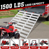 Tri-Fold Ramp with Treads, 1500lbs Aluminum Folding Loading Ramp for Motorcycle Push Mowers Garden Tillers, 76" L x 50" W, 1PC