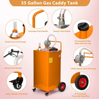 Garvee 35-Gallon Fuel Caddy Heavy-Duty Stainless Steel Fuel Tank with Manual Transfer Pump 4-Wheel Mobile Design for Gasoline and Diesel for Cars Trucks Boats Lawn Mowers, Yellow