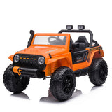 Garvee Ride - P Series: 24V 2 Seater Ride On Truck Car For Kid age 3 - 8 years, w/Remote Control, 4-Wheeler Suspension, 4x55W Powerful Engine, 4WD Battery Powered, LED Lights, Soft Braking - Orange - Orange