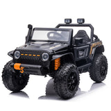 Garvee Ride - P Series: 24V 2 Seater Ride On Truck Car For Kid age 3 - 8 years, w/Remote Control, 4-Wheeler Suspension, 4x55W Powerful Engine, 4WD Battery Powered, LED Lights, Soft Braking - Black - Black