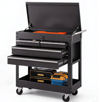 Garvee 4-Drawer Rolling Tool Chest, Tool Box Cart with Lock, Heavy Duty Metal Tool Cart On Wheels, Powder-Coated Steel, Tool Box Organizer