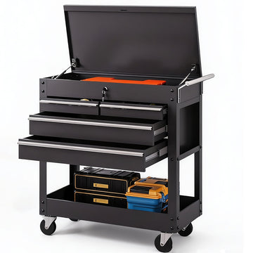Garvee 4-Drawer Rolling Tool Chest, Tool Box Cart with Lock, Heavy Duty Metal Tool Cart On Wheels, Powder-Coated Steel, Tool Box Organizer