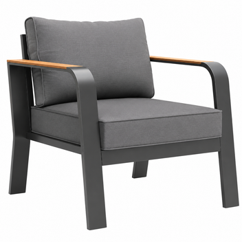 Garvee Aluminum Outdoor Patio Armchair with Thick Washable Cushions, All-Weather Metal Armchairs, Dark Gray