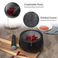 Polished Granite Mortar & Pestle, Large, Salsa & Pesto Grinder
