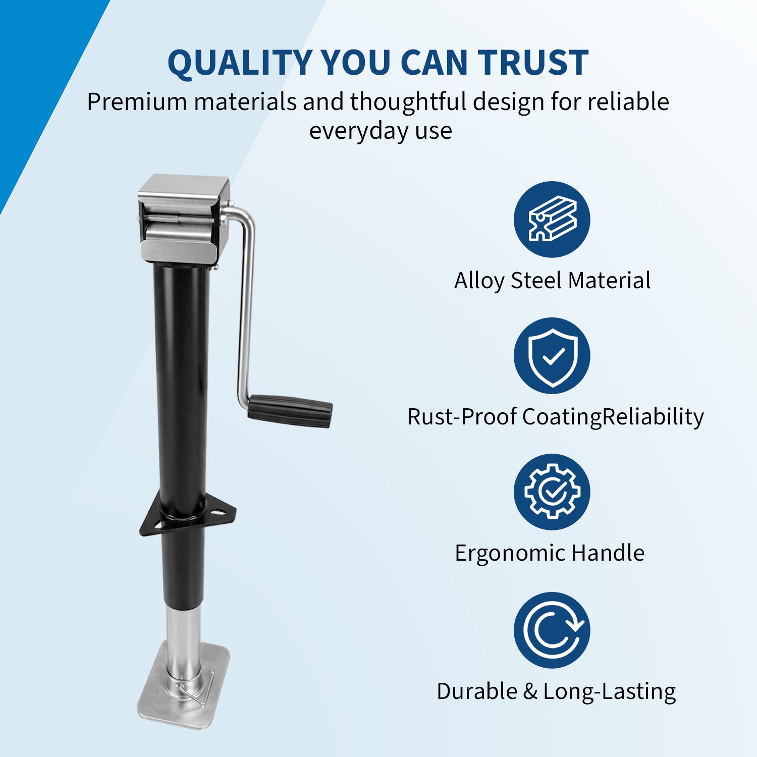Garvee A-Frame Trailer Jack 5000 Lbs, Heavy Duty Tongue Jack with Handle & Footplate, 15" Travel, Bolt-on Trailer Jack Stand for RV, Boat, Utility Trailers & Horse