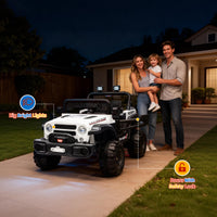 Garvee 12V Kids Electric Ride-On Truck – Dual Motors, 3 Speeds, Remote Control, Spring Suspension, LED Lights, Music, Safety Belt, Storage – Battery Powered Car Toy for Boys & Girls Ages 2-8, White