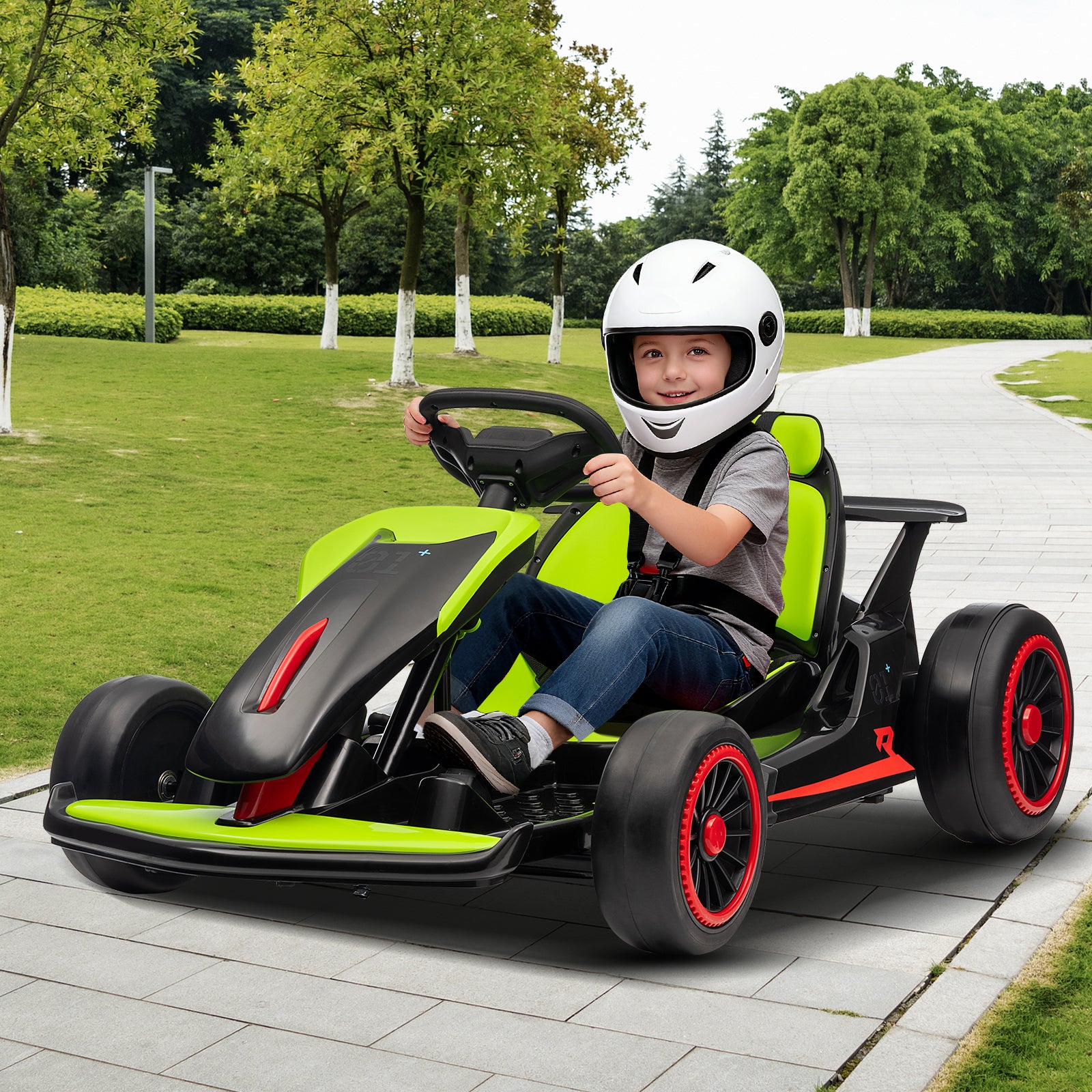 Garvee Ride - G Series: 6+,24V Drift Kart with 2X150W Strong Motor, 7AH Big Battery, Electric Pedals, Electric Go Kart Outdoor Race Toy - Green
