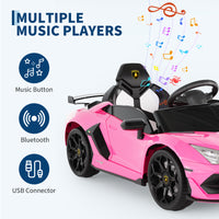 Garvee Ride P Series 12V Electric Ride-On Car for Kids | Licensed Lamborghini Battery-Powered Sports Car with Remote Control, 2 Speeds, Sound System, LED Headlights, Hydraulic Doors - Pink