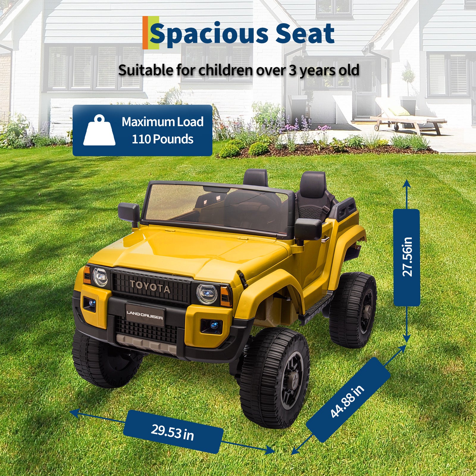 Garvee Ride P Series 24V Kids Electric Ride-On Car w/Parent Remote Control, 4WD/2WD Switch, Bluetooth Music, LED Lights & Shovel – 2-Seater Off-Road Toy for Over 3 Years, ASTM/CPSIA Certified