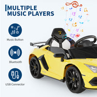 Garvee Ride P Series 12V Electric Ride-On Car for Kids | Licensed Lamborghini Battery-Powered Sports Car with Remote Control, 2 Speeds, Sound System, LED Headlights, Hydraulic Doors - Yellow