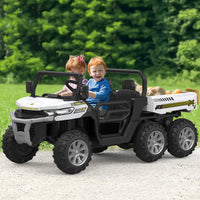Garvee Ride - P Series: 2-Seater Ride on Car,6X6 24V Kids Ride On Dump Truck with Remote Control Electric Utility Vehicles UTV Battery Powered 6 Wheeler, for 3 years and up - White