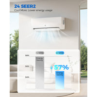 Garvee 24 SEER2 18000 BTU Dual Zone Mini Split AC Heat Pump, 12K+12K for 2 Rooms, Smart WiFi App, Eco R454B, Cools & Heats 1000 Sq.Ft, Ductless HVAC System with 16ft Pre-Charged Installation Kit