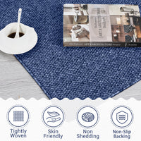Garvee 9x12 Area Rug Modern Solid Textured Extra Large Area Rug Machine Washable Rug for Living Room, Non-Slip Stain Resistant Accent Rug Farmhouse Weaving Floor Cover Carpet for Bedroom, Navy