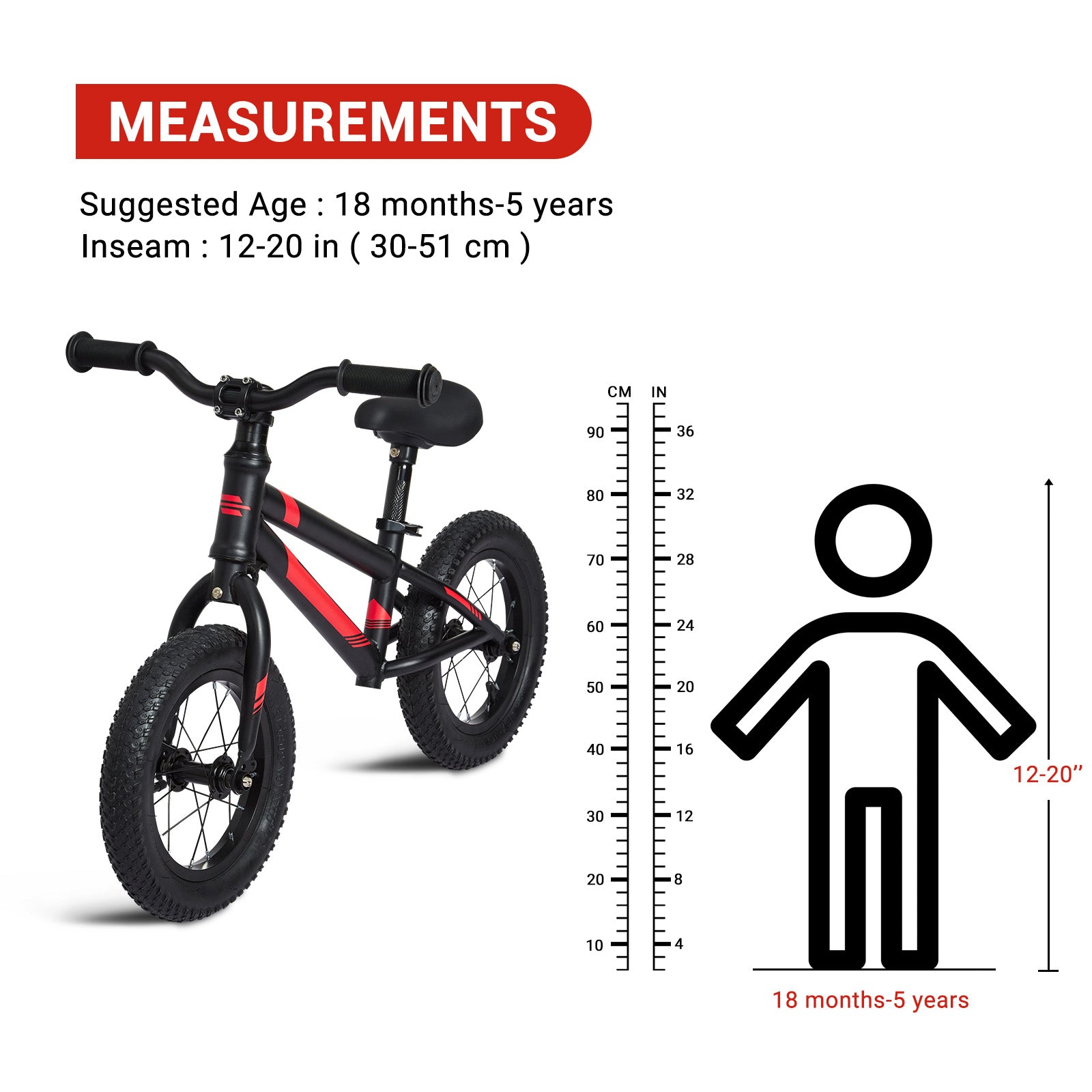 Garvee Balance Bike Lightweight Toddler Bike for 2-6 Year Old Boys and Girls - No Pedal, Adjustable Handlebar and Seat, Aluminium, EVA Tires - Black