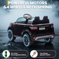 Garvee Ride P Series 12V Kids Ride On Car Land Rover Style Dual Motors 3 Speed Modes 4.5Ah Battery Safety Seatbelt Remote Control Black Outdoor Play - Black