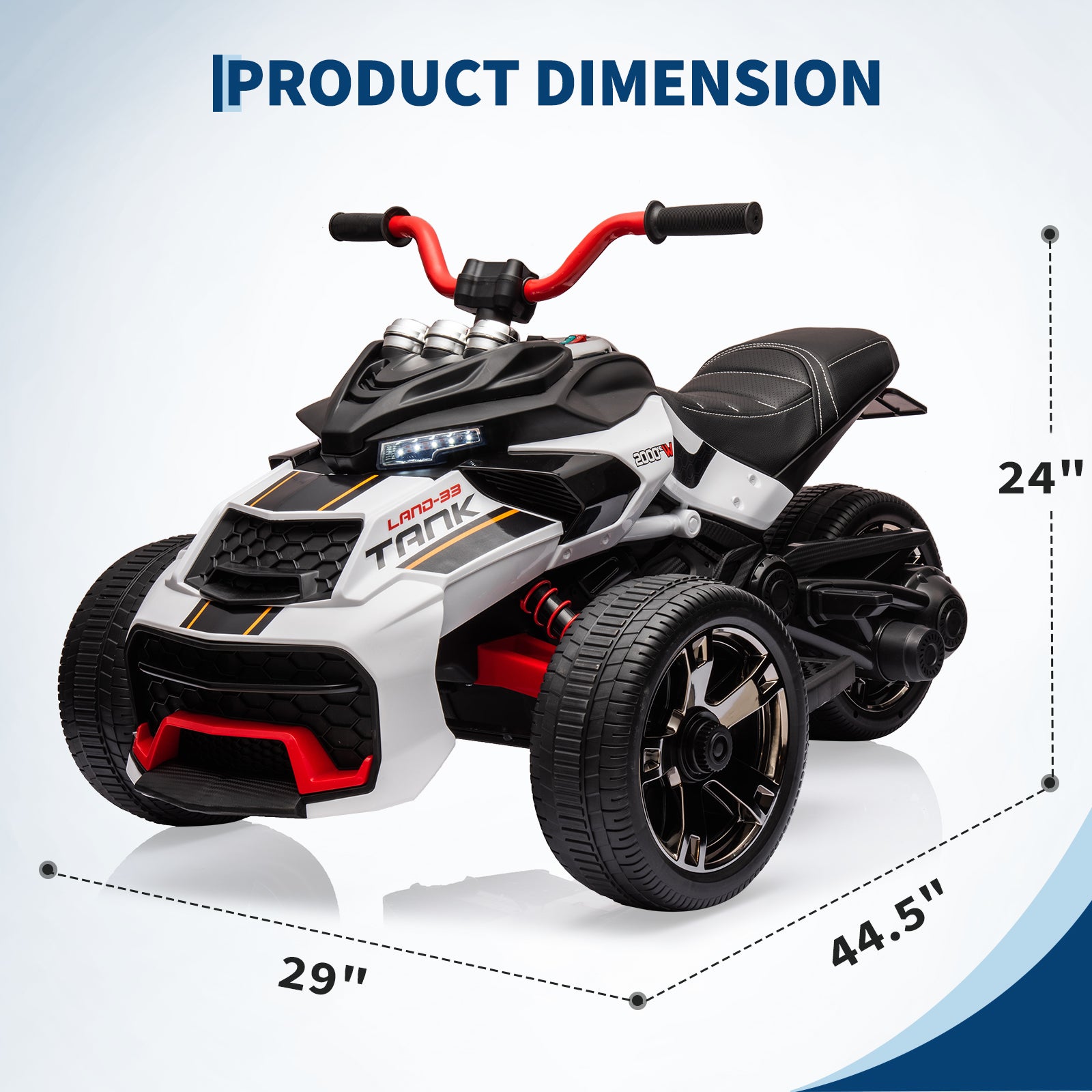 Garvee 12V Kids Ride on Toy for Kids, 2x55W Powerful Engine 7AH Battery, 3 - 7 km/H, 3 Wheelers Electric Vehicle, LED Lights, 2 Speeds, EVA Tire, Music, USB - White