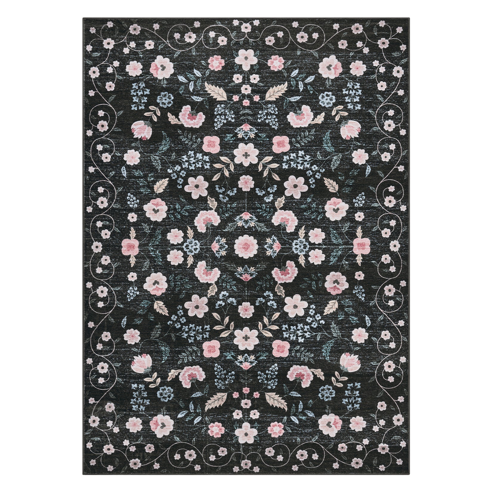 Garvee Area Rugs Washable Floral Rugs for Living Room Non Slip Low Pile Carpet for Office Bedroom Kids Room Bedside