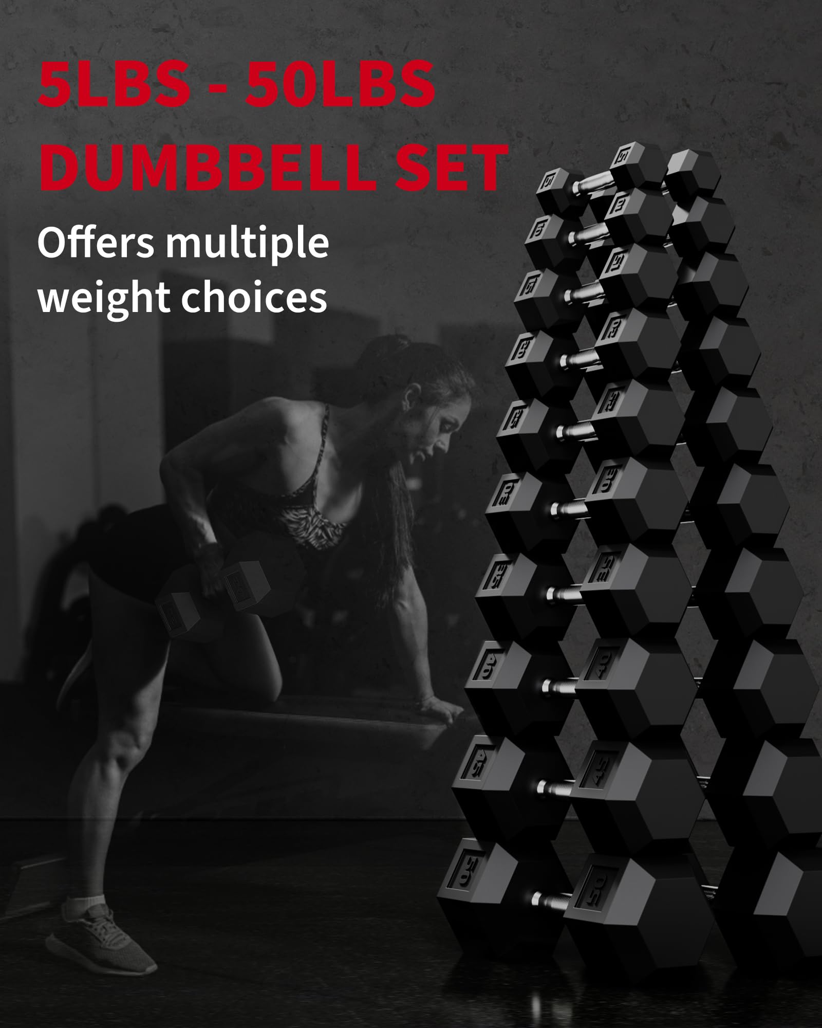 Garvee 40 LB Hex Dumbbell Set of 2 with Cast Iron Core, Rubber Encased Coating and Textured Carbon Steel Handle for Home Gym Strength Training