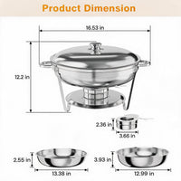 Garvee 5QT Chafing Dish Buffet Set of 2 Pack, Round Stainless Steel Food Warmers Buffet Servers Sets, Chafer with Food & Water Pan, Lid, Frame, Fuel Holder for Catering and Parties