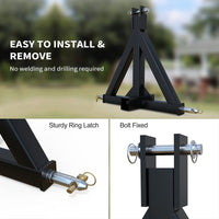 Garvee 3 Point Hitch Receiver 2" Trailer Hitch Heavy Duty Steel Drawbar Adapter Quick Change Bottom Pin Design Fits BX Kubota LM25H WLM NorTrac Yanmar Kioti Cat Tractors Industrial Use