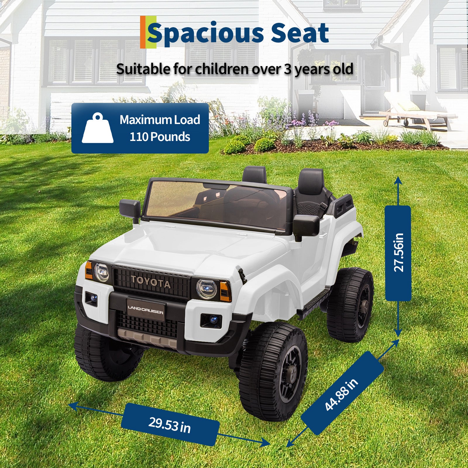 Garvee Ride P Series  24V Kids Electric Ride-On Car w/Parent Remote Control, 4WD/2WD Switch, Bluetooth Music, LED Lights & Shovel – 2-Seater Off-Road Toy for Over 3 Years, ASTM/CPSIA Certified