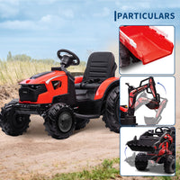 Garvee Ride P Series 3-in-1 Ride-On Tractor, 24V Electric, Excavator & Bulldozer, Remote Control, LED, Music, USB/Bluetooth max 66 lbs - Bright-red