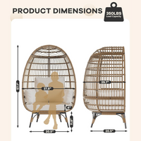 Garvee Wicker Egg Chair, Egg Basket Lounge Chair with Thick Cushion, Egg Shaped Seat with Metal Stand for Indoor Outdoor Patio Porch Backyard, Off-white