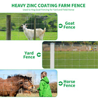 Garvee Farm Fence,4x328FT Heavy Zinc Coating Cattle Fence,Galvanized Field Wire Fencing with Hinge Knot for Cattle, Goats & Sheep,Hog,Animals Protection