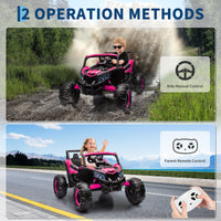Garvee Ride - P Series: 24V Ride-On UTV: Remote Control, 200W Motor, Spring Suspension, Music, LED Lights, for Boys & Girls - Rose