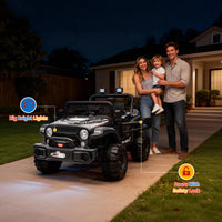 Garvee 12V Kids Electric Ride-On Truck – Dual Motors, 3 Speeds, Remote Control, LED Lights, Music, Spring Suspension, Safety Belt, Storage – Battery Powered Off-Road Car Toy for Boys & Girls Ages 2-8, Black