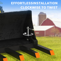 Garvee Heavy-Duty Clamp On Debris Forks for Tractor Bucket 58" 4000 Lbs Capacity Powder-Coated Alloy Steel Double Nut Construction Two Chain Holes for Farm, Warehouse, Construction